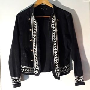 Vintage Style Black Embroidered Corduroy jacket